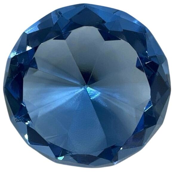 Paper weight blue glass diamond. See pics for measurements. - Picture 1 of 9